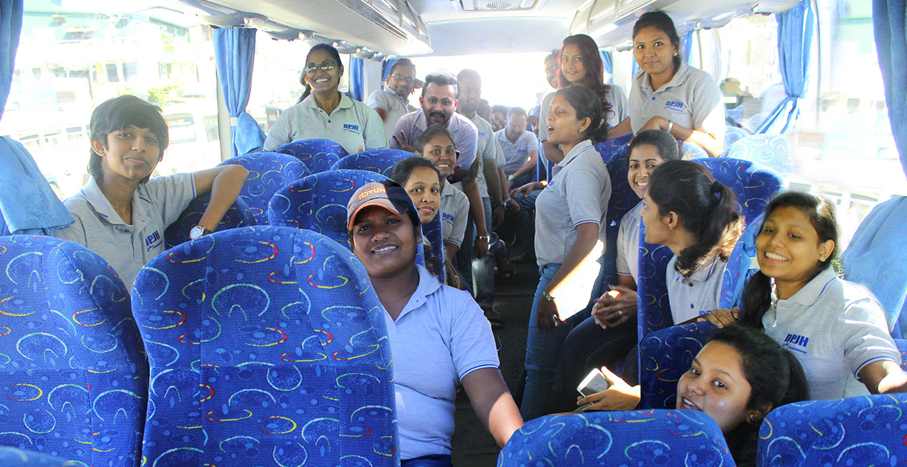 Staff at DPJH travelling on a bus